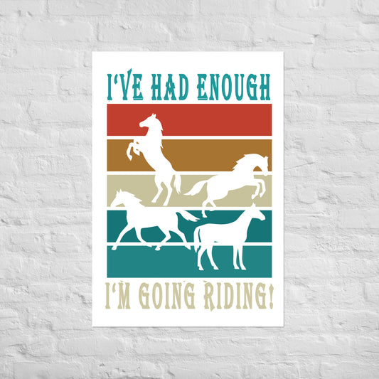 Hand Drawn Horse || Matte Paper Poster - Design: "Going Riding"; Static Design; Personalizable Text
