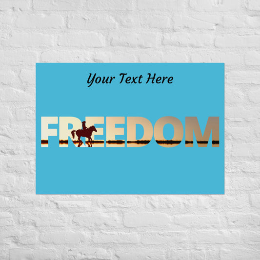 Hand Drawn Horse || Matte Paper Poster - Design: "Freedom"; Static Design; Personalizable Text
