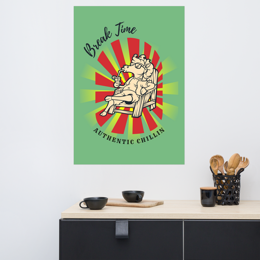 Hand Drawn Horse || Matte Paper Poster - Design: "Break Time"; Static Design; Personalizable Text