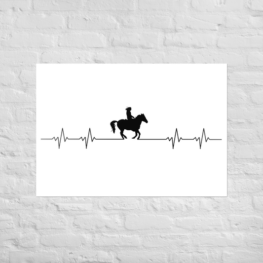 Hand Drawn Horse || Matte Paper Poster - Design: "Heartbeat"; Static Design; Personalizable Text