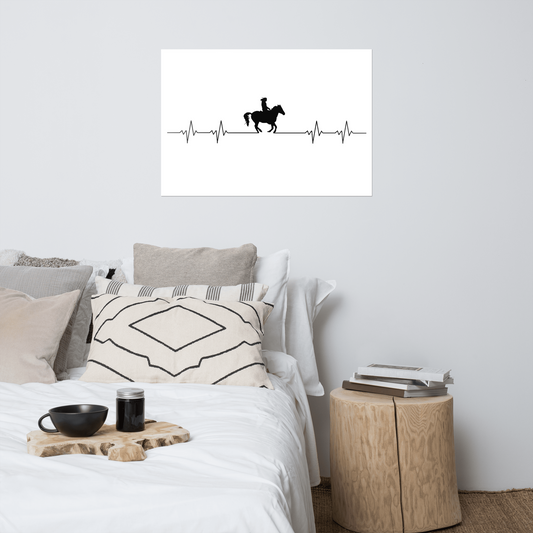 Hand Drawn Horse || Matte Paper Poster - Design: "Heartbeat"; Static Design; Personalizable Text
