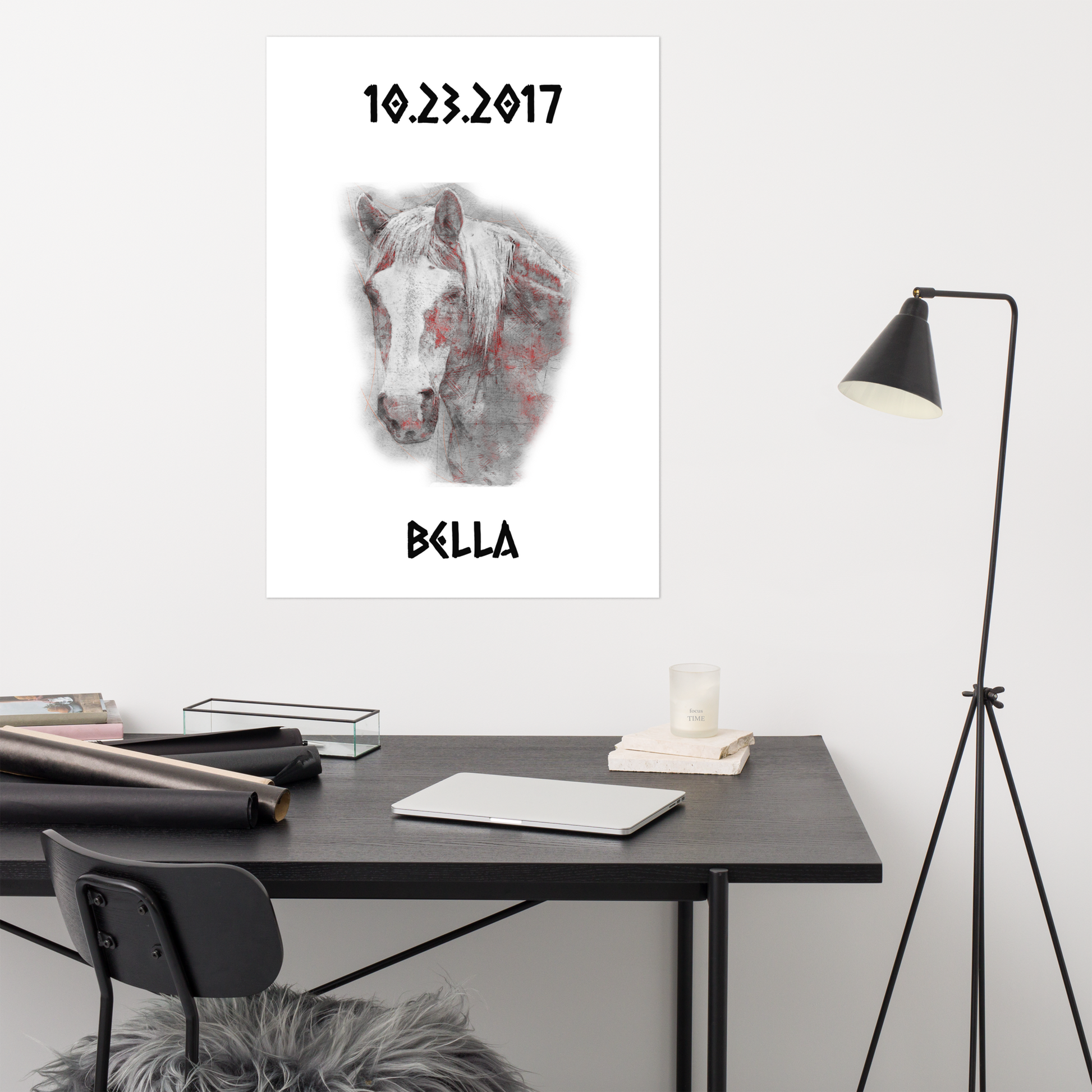 Hand Drawn Horse || Matte Paper Poster - Pencil Drawing - Personalized; Personalized with your horse