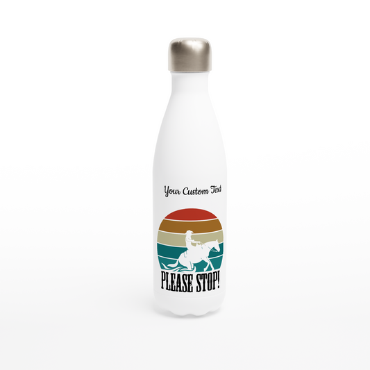 Hand Drawn Horse || 17oz Stainless Steel Water Bottle - Design: "STOP"; Static Design; Personalizable Text