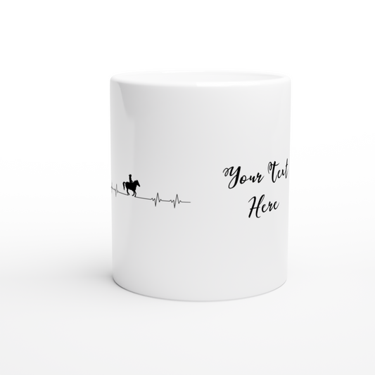 Hand Drawn Horse || 11oz Ceramic Mug - Design: "Heartbeat"; Static Design; Personalizable Text