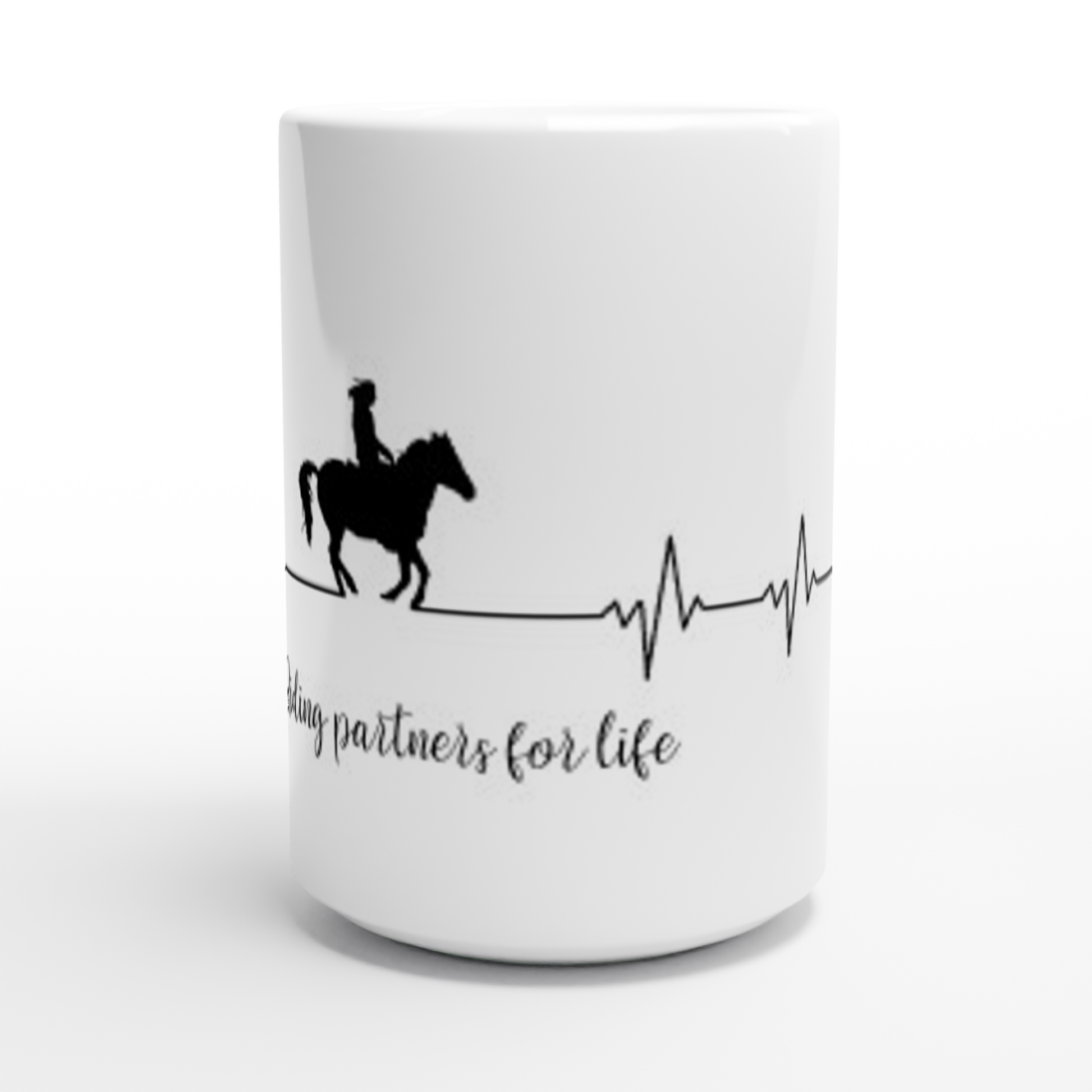 Hand Drawn Horse || 15oz Ceramic Mug - Design: "Heartbeat"; Static Design; Personalizable Text