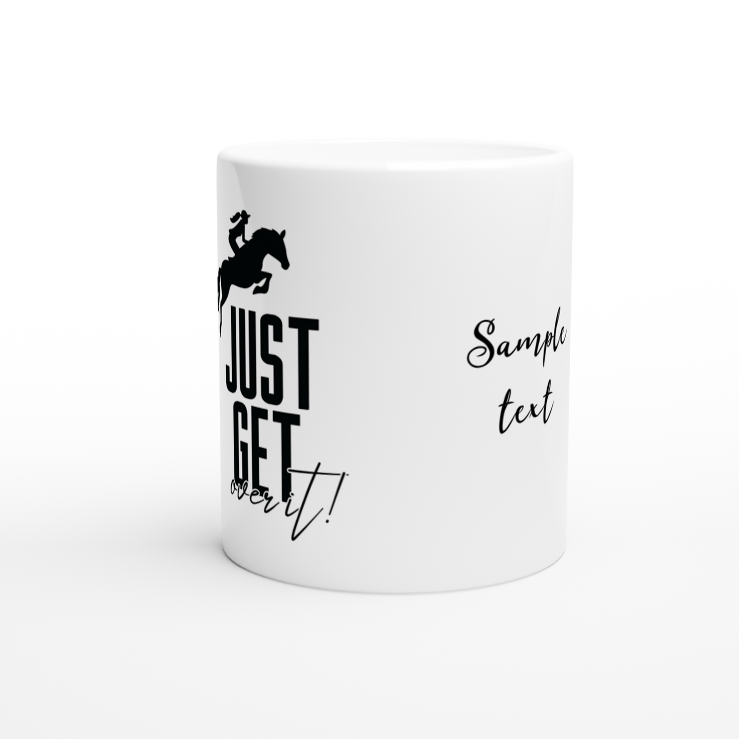 Hand Drawn Horse || 11oz Ceramic Mug - Design: "Get Over It"; Static Design; Personalizable Text