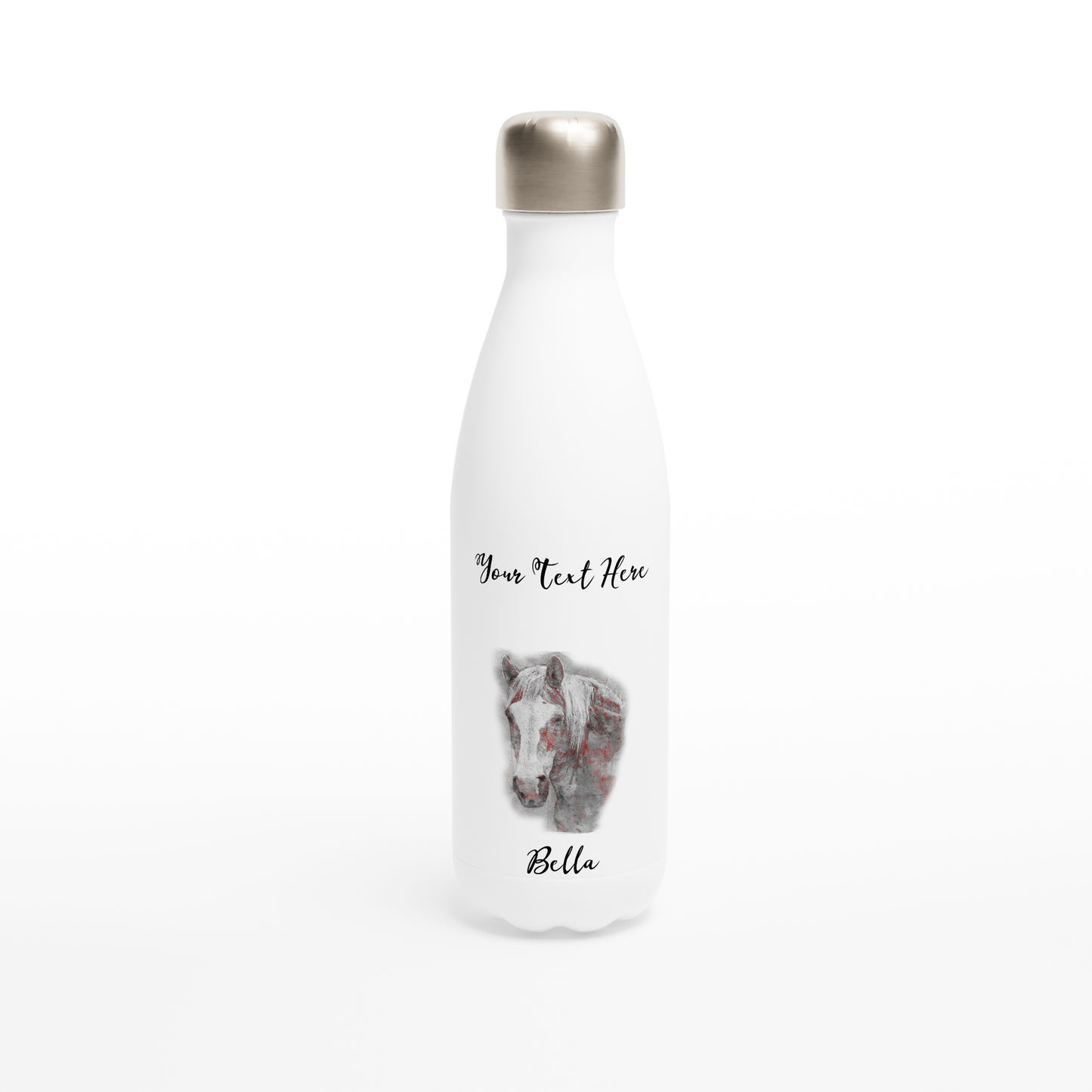 Hand Drawn Horse || 17oz Stainless Steel Water Bottle - Pencil Drawing - Personalized; Personalized with your horse