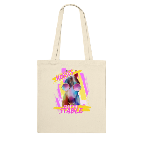 Hand Drawn Horse || Tote Bag - Design: "Keep me Stable"; Static Design; Personalizable Text