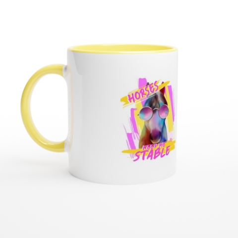 Hand Drawn Horse || 11oz Ceramic Mug with Color - Design: "Stable"; Static Design; Personalizable Text