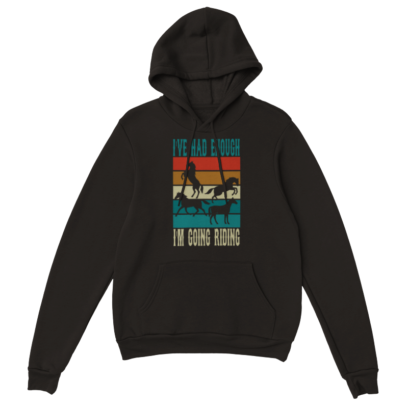 Hand Drawn Horse || Unisex Hoodie - Design: "Going Riding"; Static Design; Personalizable Back Text