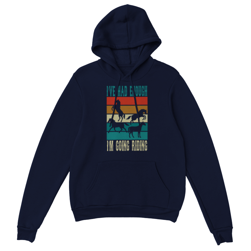 Hand Drawn Horse || Unisex Hoodie - Design: "Going Riding"; Static Design; Personalizable Back Text