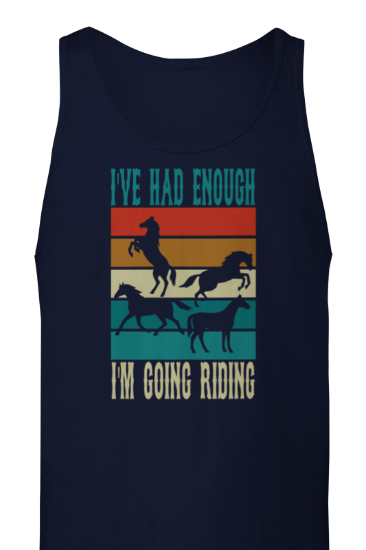 Hand Drawn Horse || Tank Top - Design: "Going Riding"; Static Design; Personalizable Back Text