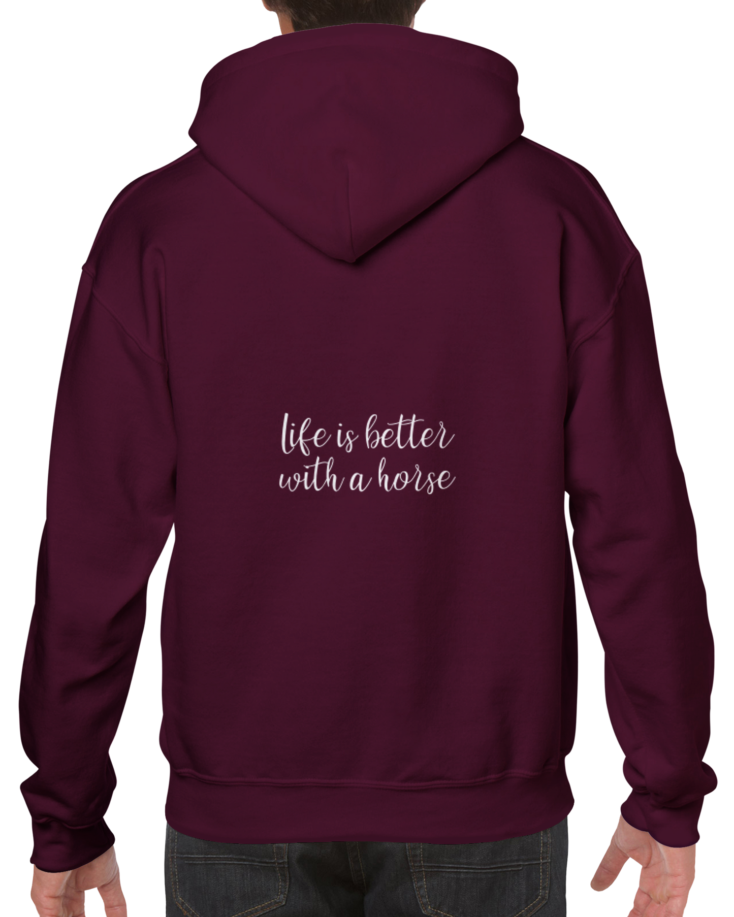 Hand Drawn Horse || Unisex Hoodie - Design: "BREAKTIME''; Static Design; Personalizable Back Text