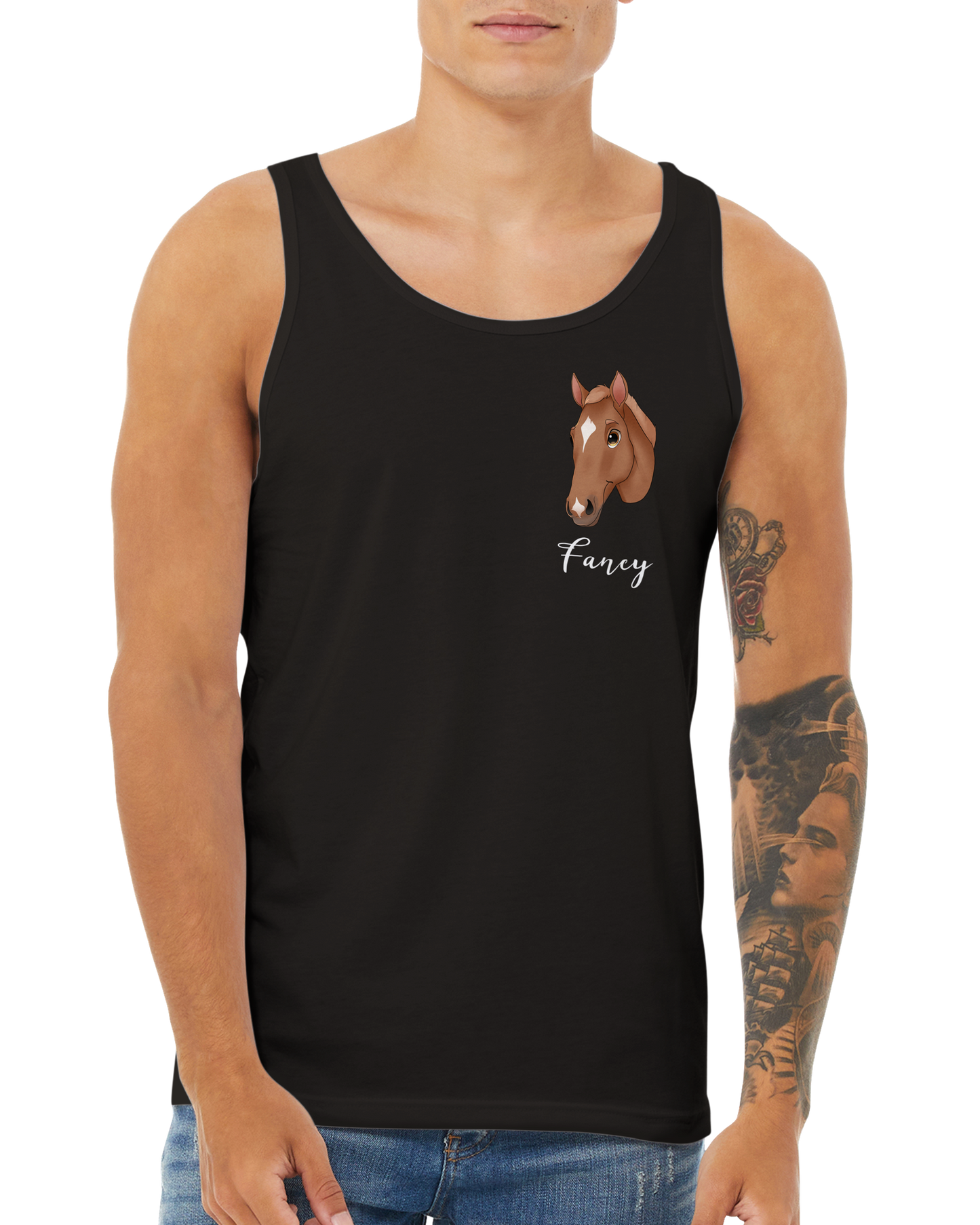 Hand Drawn Horse || Unisex Tank Top - Fairytale Cartoon - Hand Drawn & Personalized; Hand drawn & personalized with your horse