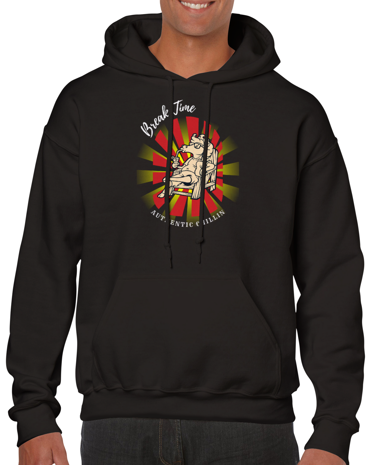 Hand Drawn Horse || Unisex Hoodie - Design: "BREAKTIME''; Static Design; Personalizable Back Text