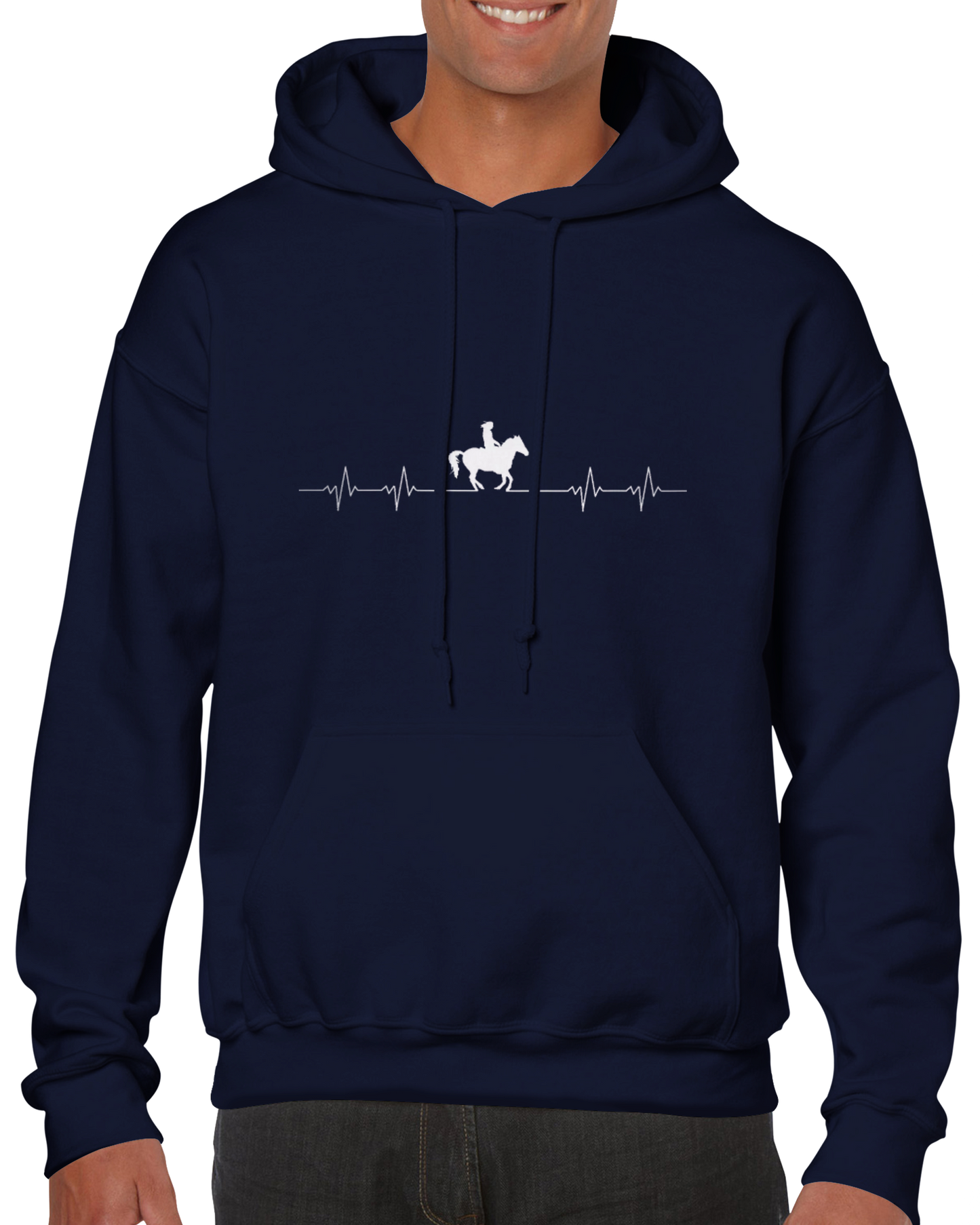 Hand Drawn Horse || Unisex Hoodie - Design: " HEARTBEAT "; Static Design; Personalizable Text