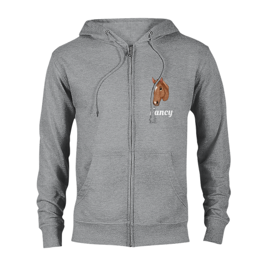 Hand Drawn Horse || Unisex Zip Hoodie - Fairytale Cartoon - Hand Drawn & Personalized; Hand drawn & personalized with your horse
