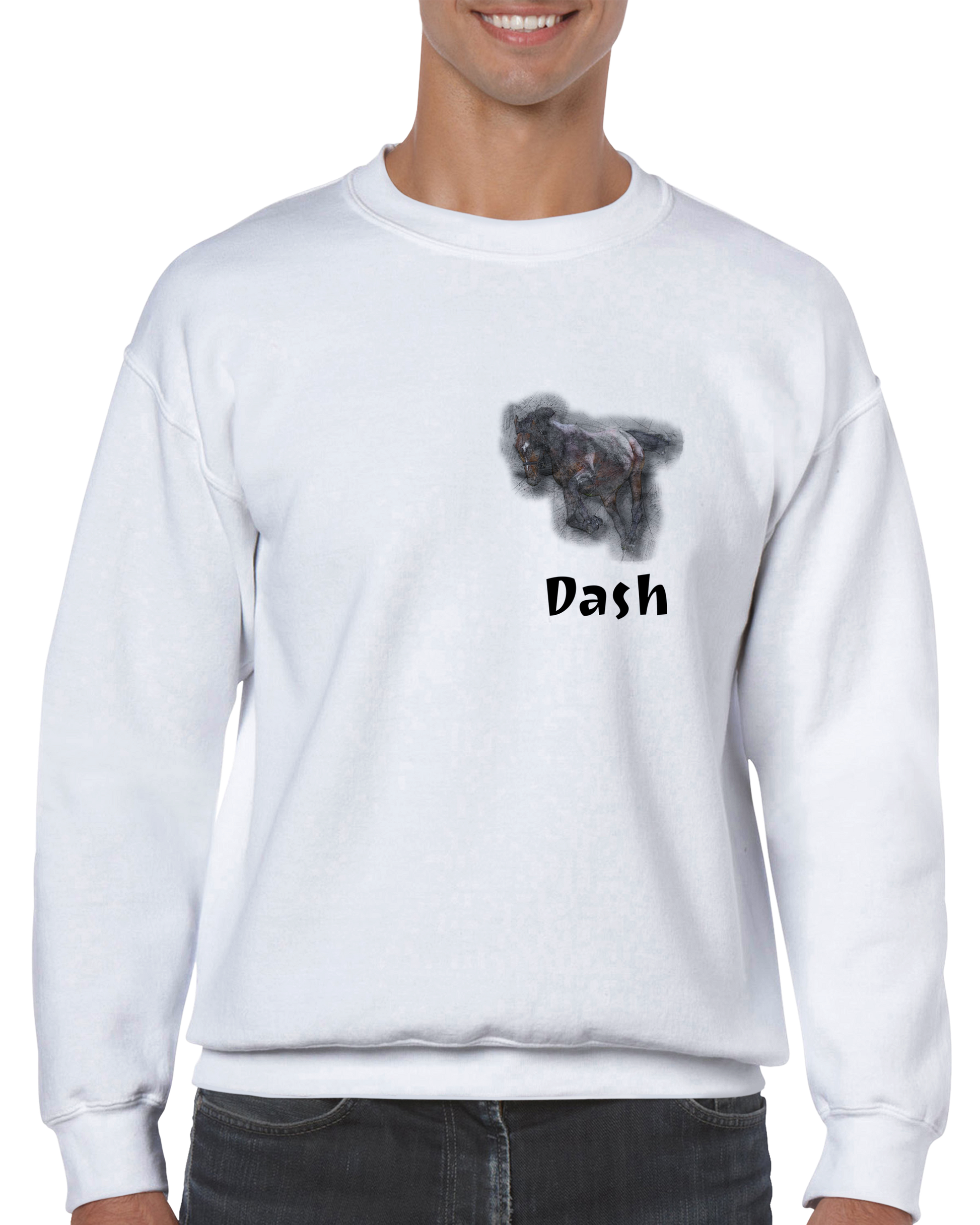 Hand Drawn Horse || Unisex Crewneck Sweatshirt - Pencil Drawing - Personalized; Personalized with your horse