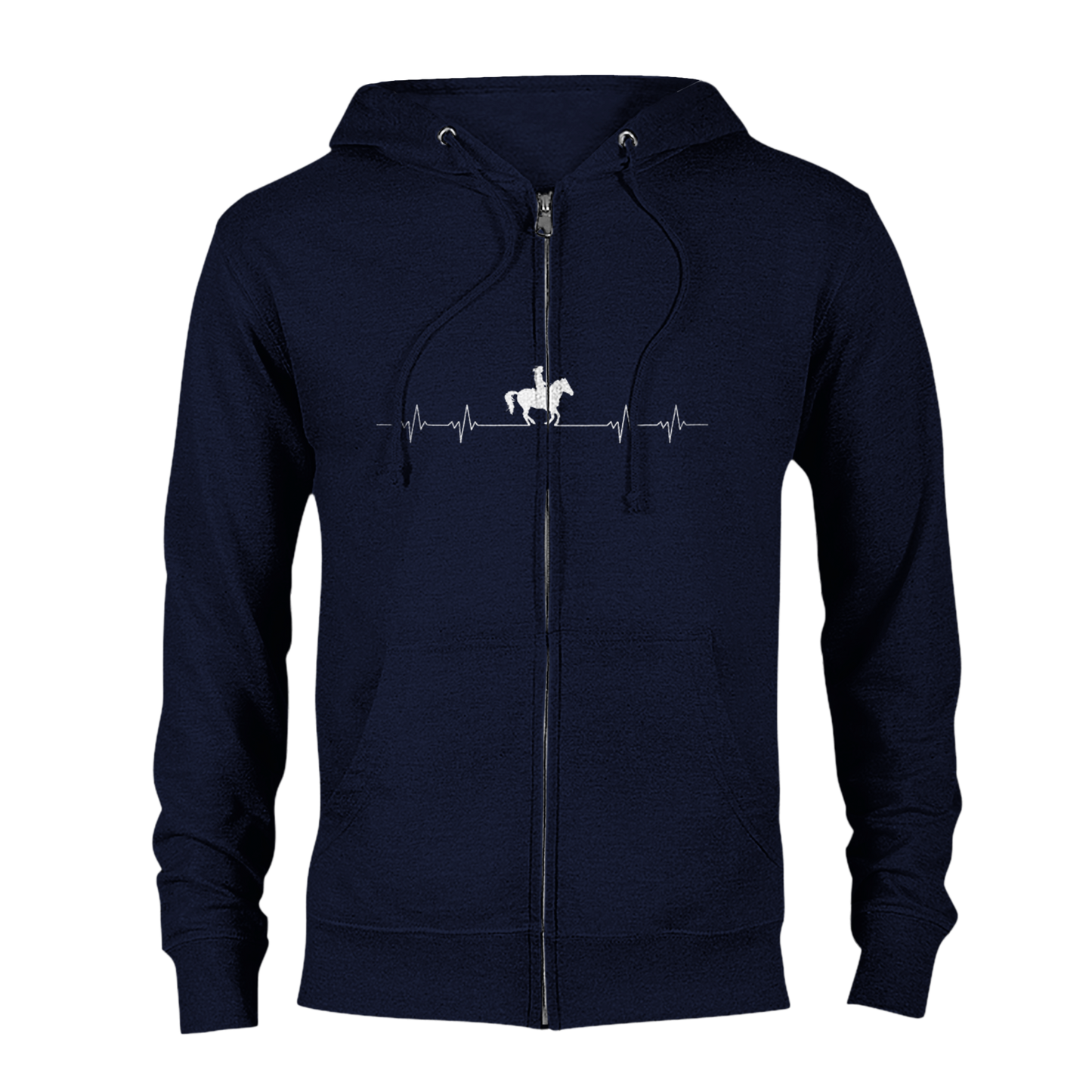 Hand Drawn Horse || Unisex Zip Hoodie - Design: "HEARTBEAT"; Static Design; Personalizable Back Text