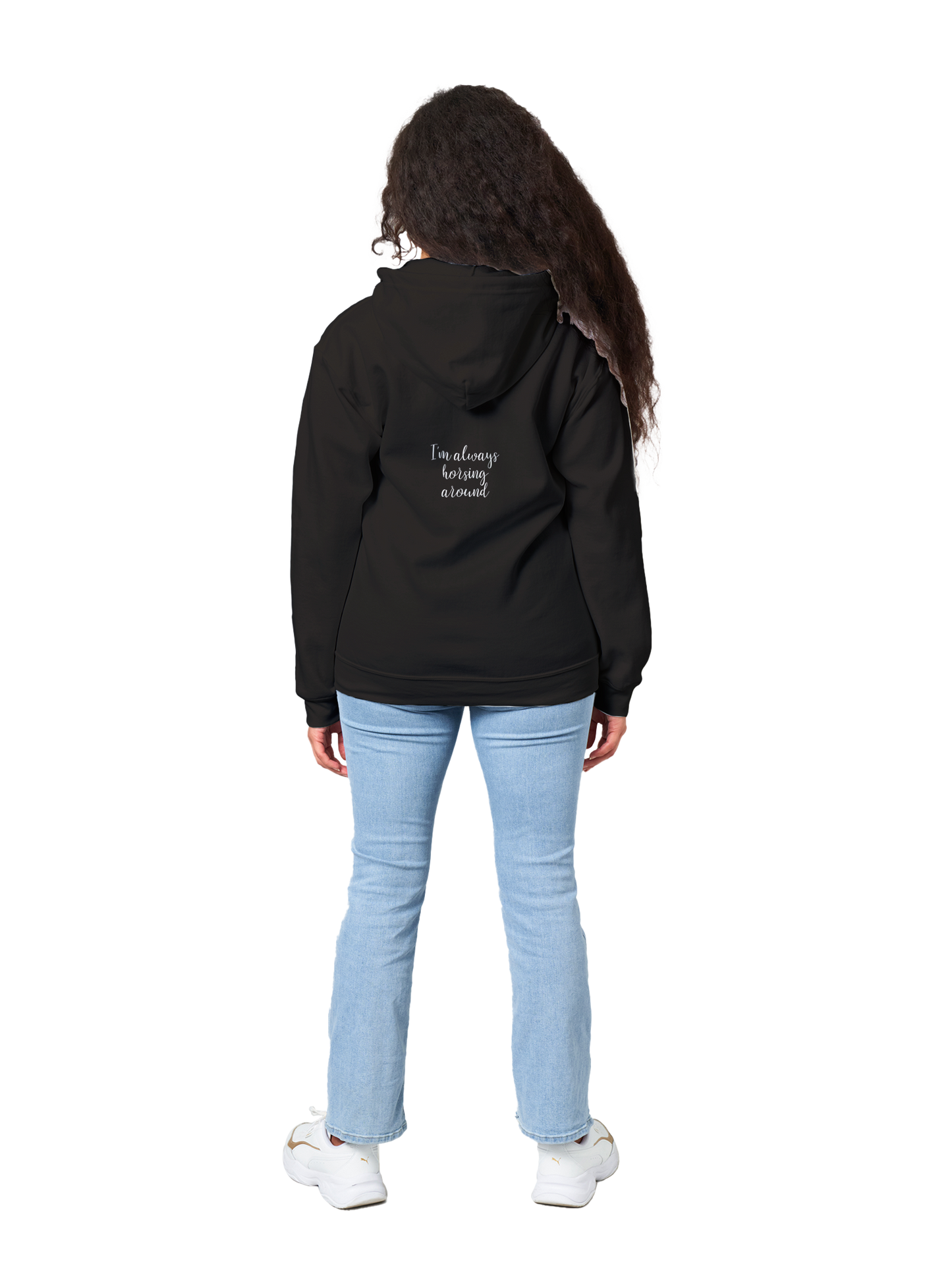 Hand Drawn Horse || Unisex Zip Hoodie - Design: ''FREEDOM"; Static Design; Personalizable Back Text
