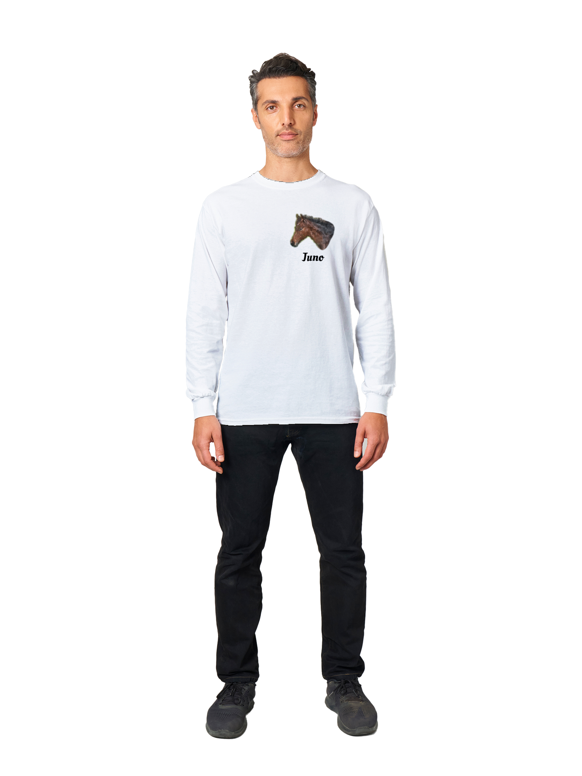 Hand Drawn Horse || Unisex Longsleeve T-shirt - Oil Painting - Personalized; Personalized with your horse