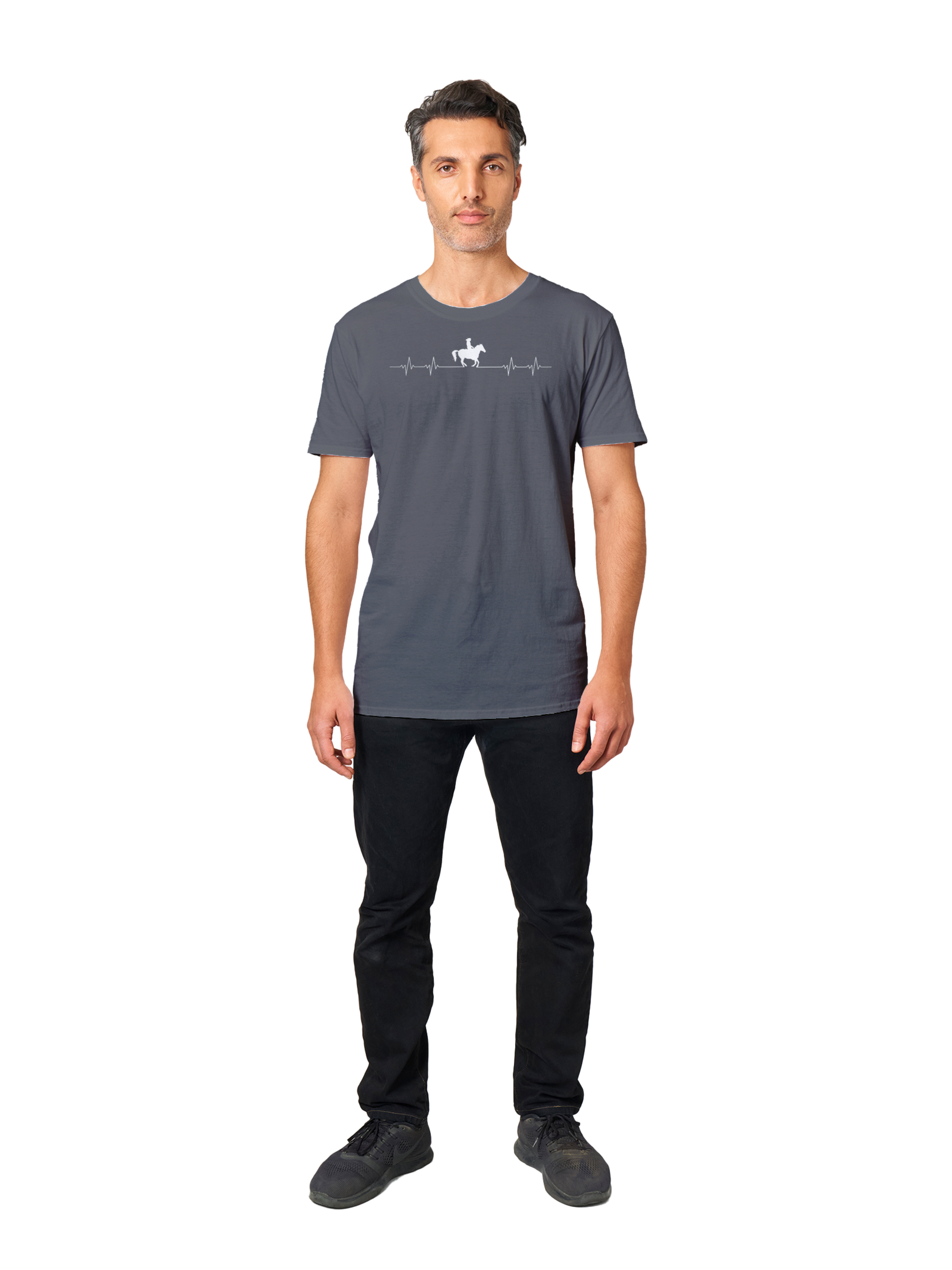 Hand Drawn Horse || Unisex Crewneck T-shirt - Design: "HEARTBEAT"; Static Design; Personalizable Back Text