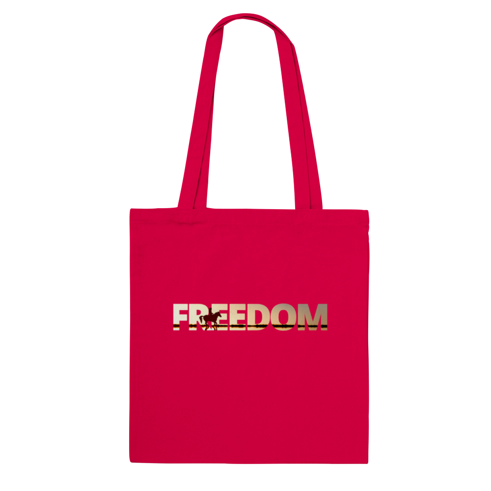 Hand Drawn Horse || Tote Bag - Design: "FREEDOM"; Static Design; Personalizable Text