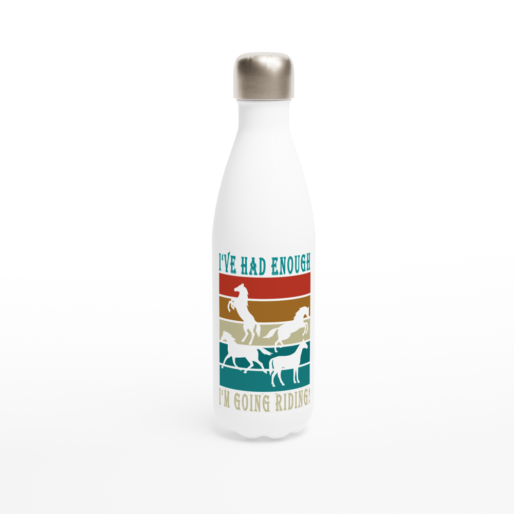 Hand Drawn Horse - 17oz Stainless Steel Water Bottle - Design: "Going Riding"