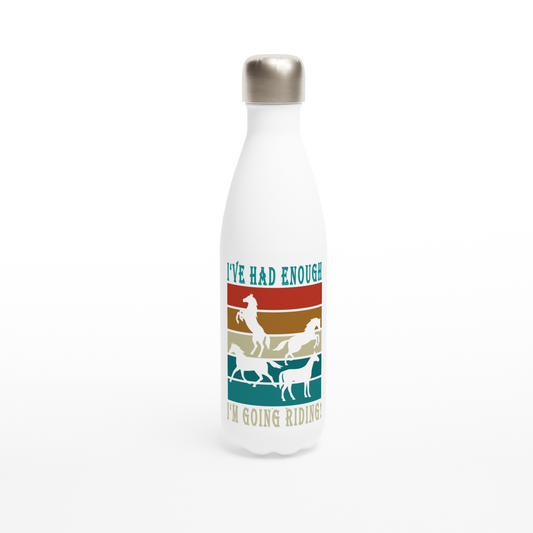Hand Drawn Horse - 17oz Stainless Steel Water Bottle - Design: "Going Riding"