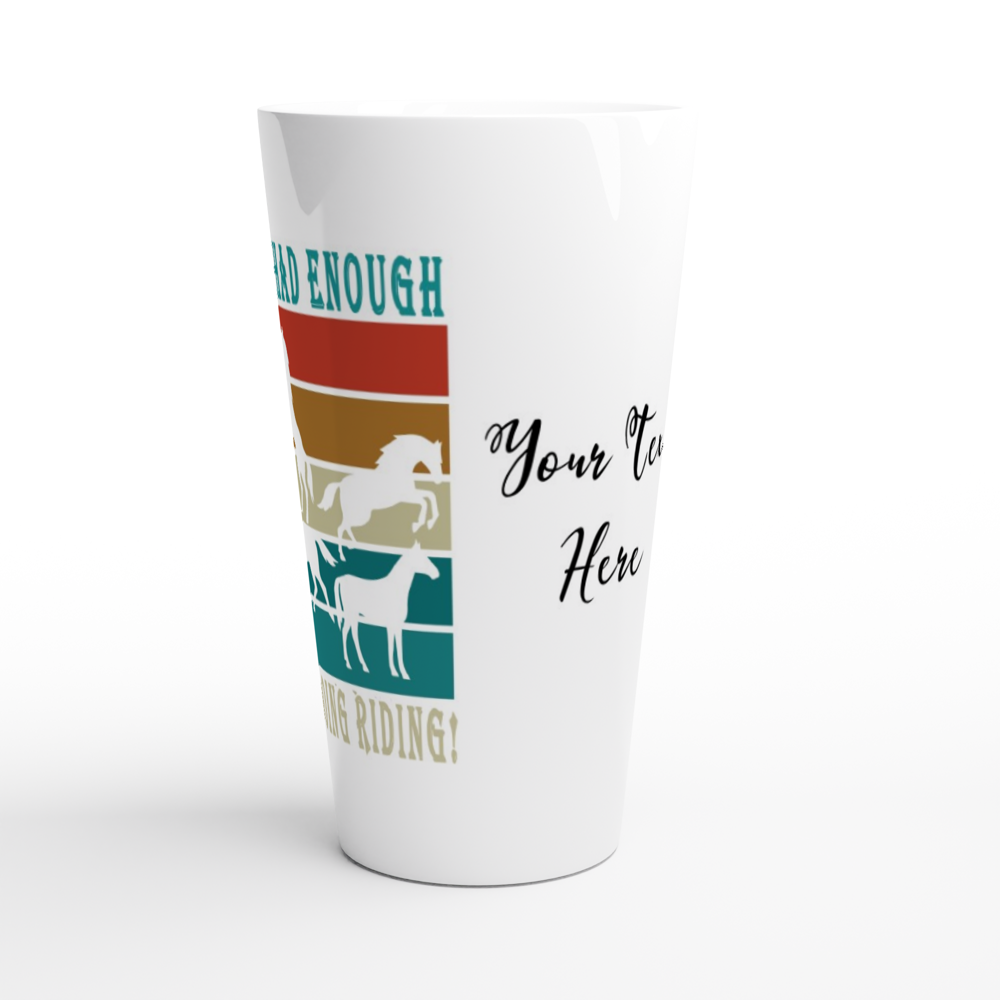 Hand Drawn Horse || Latte 17oz Ceramic Mug  - Design: "Going Riding"; Static Design; Personalizable Text