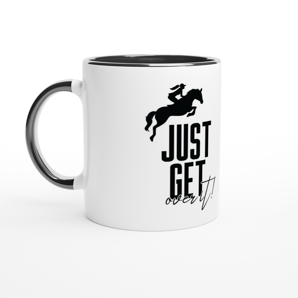 Hand Drawn Horse || 11 oz Ceramic Mug with Color - Design: "Get Over It"; Static Design; Personalizable Text