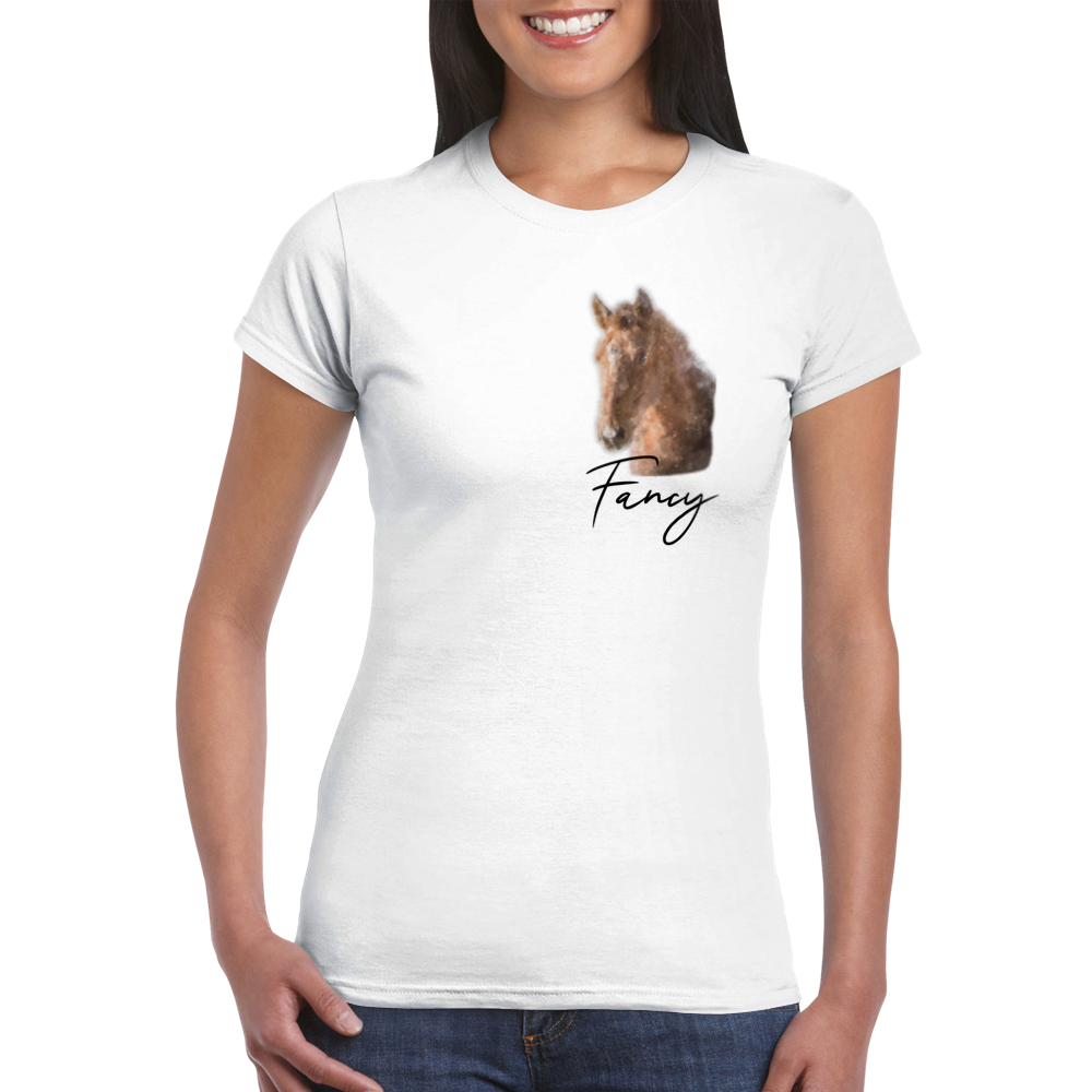Hand Drawn Horse || Womens Crewneck T-shirt - Oil Painting - Personalized; Personalized with your horse