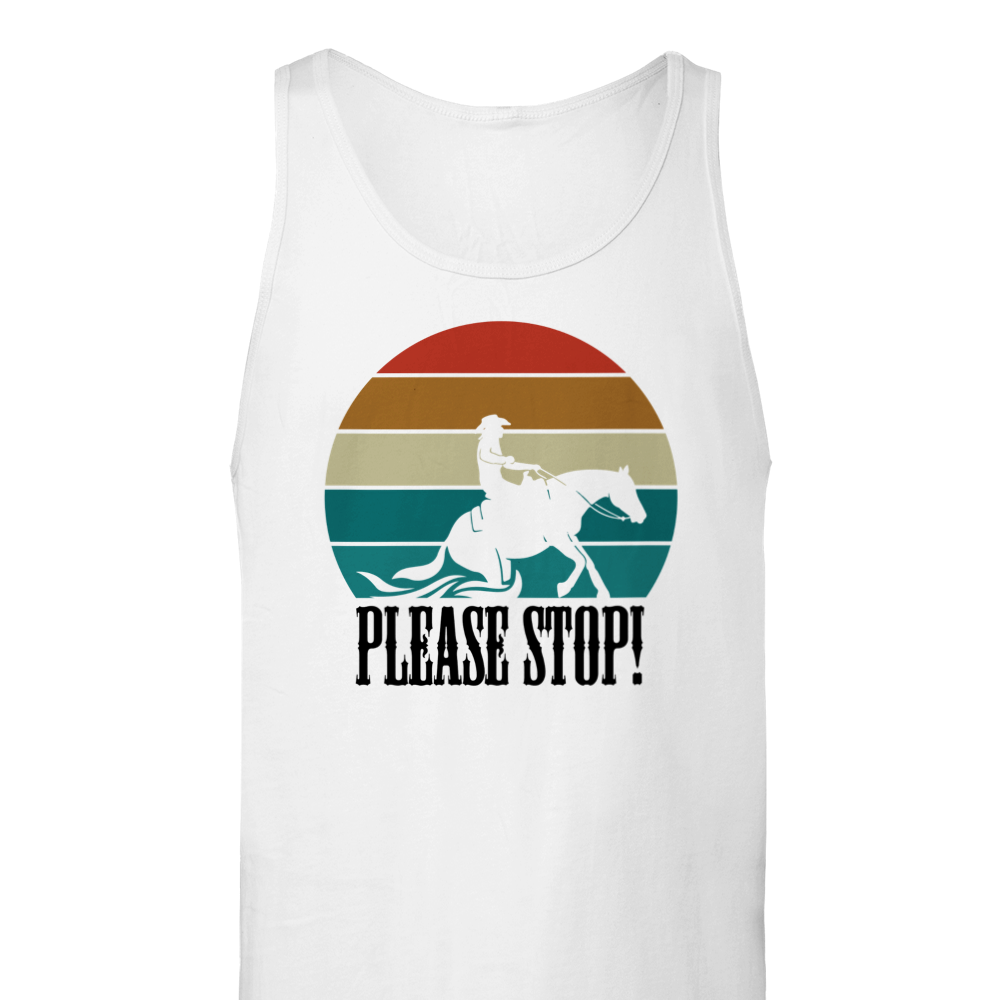 Hand Drawn Horse || Unisex Tank Top - Design: "STOP"; Static Design; Personalizable Back Text