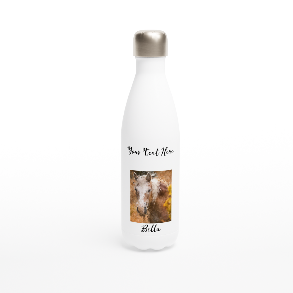 Hand Drawn Horse - 17oz Stainless Steel Water Bottle - Oil Painting - Personalized