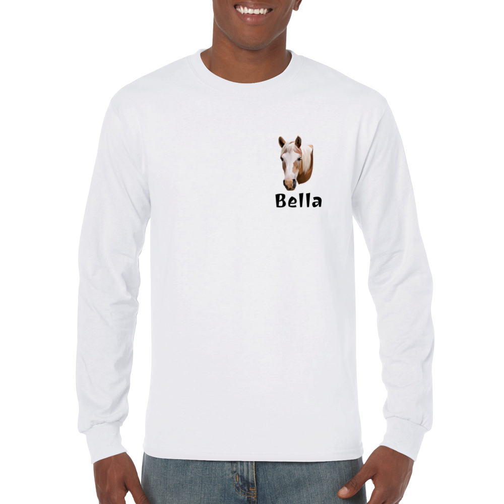 Hand Drawn Horse || Unisex Longsleeve T-shirt - TruPaint - Hand Drawn & Personalized; Hand drawn & personalized with your horse