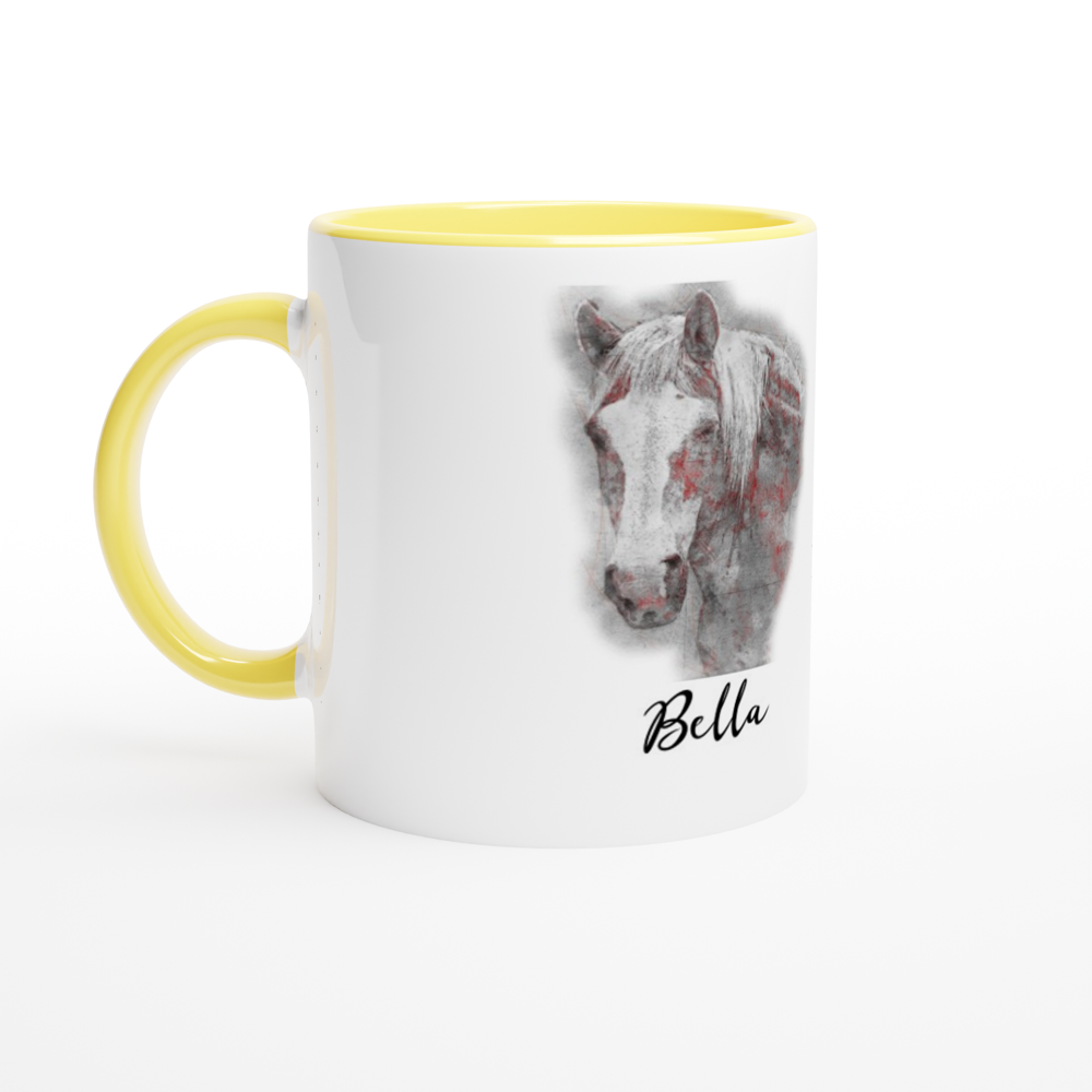 Hand Drawn Horse - 11oz Ceramic Mug with Color - Pencil Drawing - Personalized