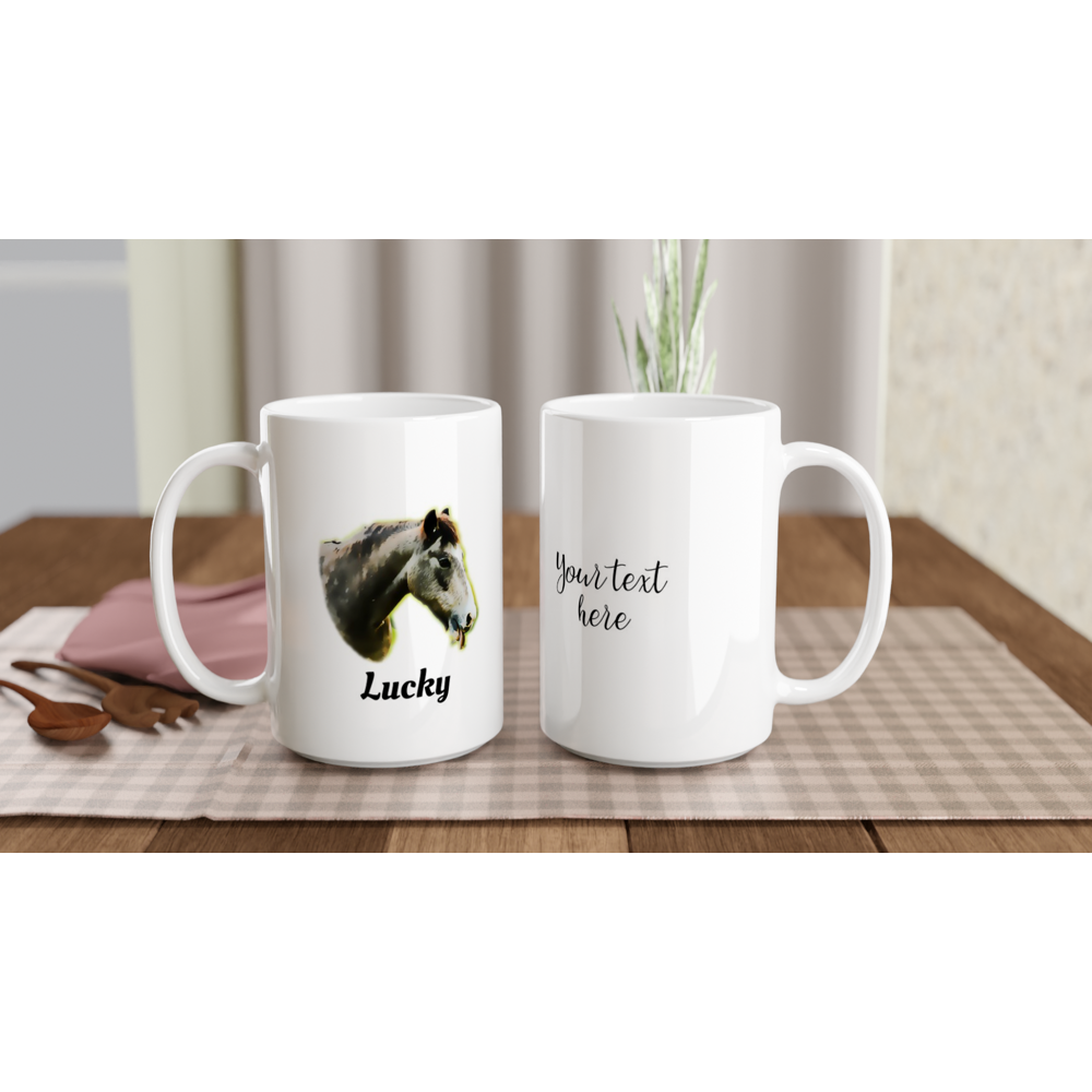 Hand Drawn Horse || 15oz Ceramic Mug - Comic - Personalized; Personalized with your horse