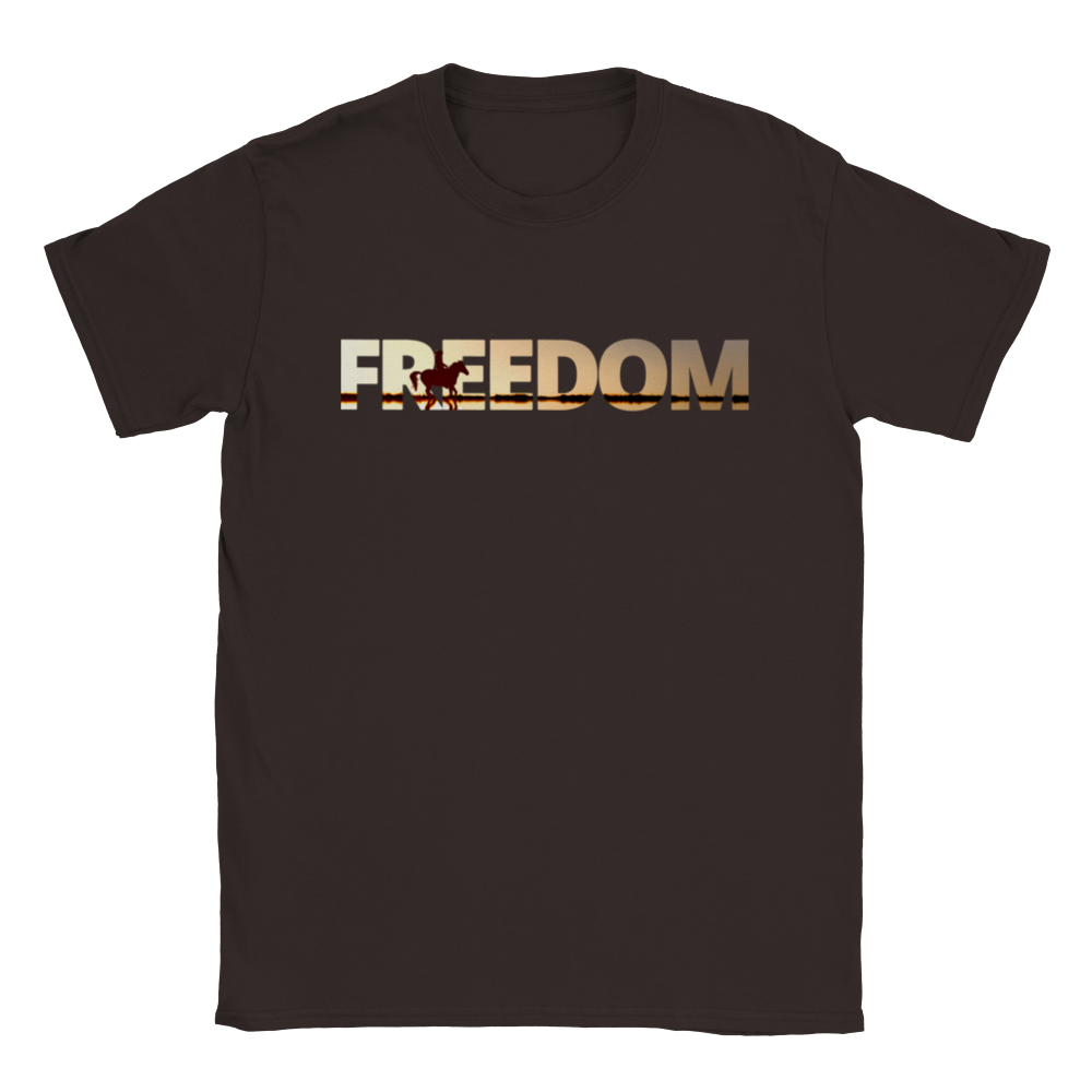 Hand Drawn Horse || Unisex T-shirt - Design: "FREEDOM"; Static Design; Personalizable Back Text