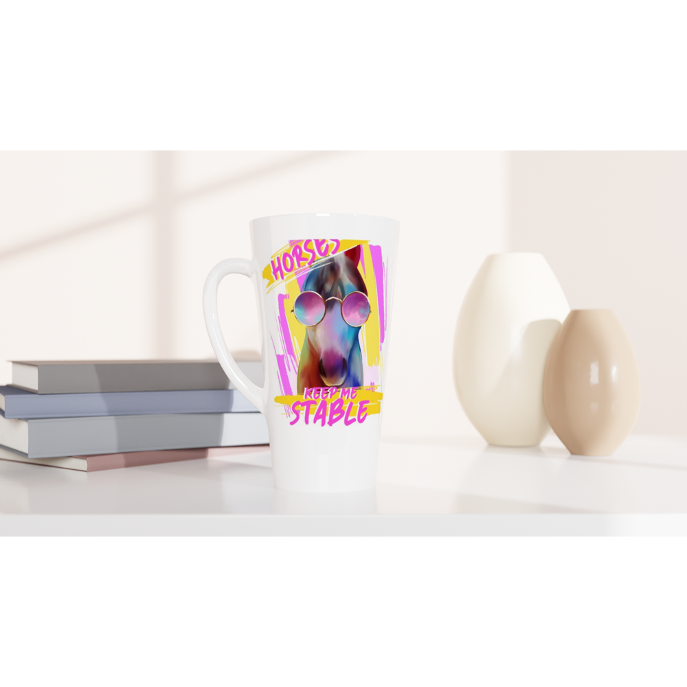 Hand Drawn Horse || Latte 17oz Ceramic Mug  - Design: "Stable"; Static Design; Personalizable Text
