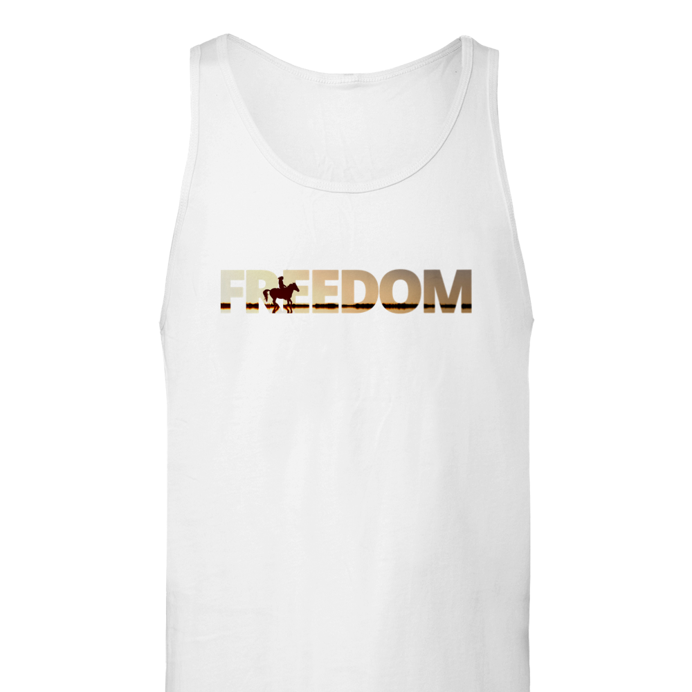 Hand Drawn Horse || Unisex Tank Top - Design: "FREEDOM"; Static Design; Personalizable Back Text