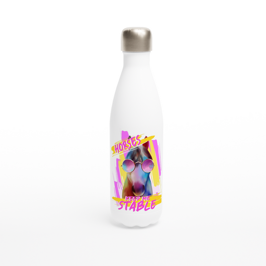 Hand Drawn Horse - 17oz Stainless Steel Water Bottle - Design: "STABLE "