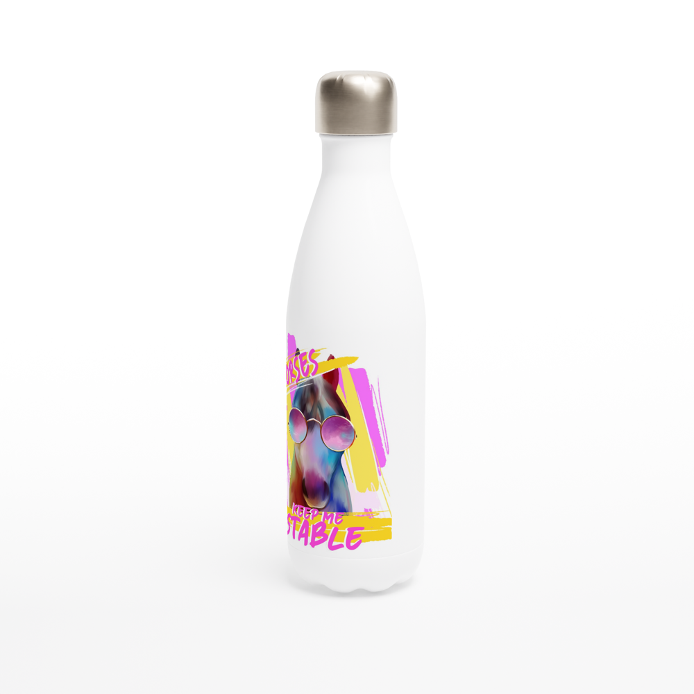 Hand Drawn Horse || 17oz Stainless Steel Water Bottle - Design: "STABLE "; Static Design; Personalizable Text