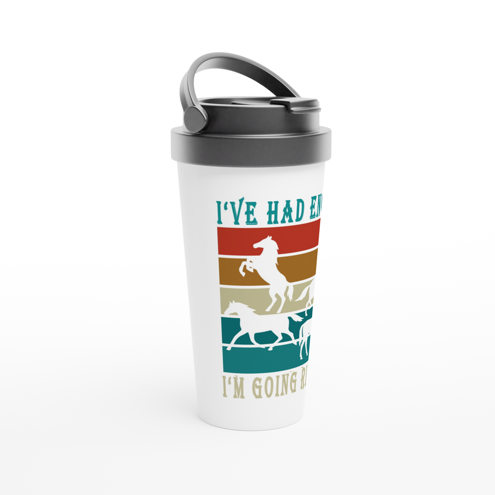 Hand Drawn Horse || 15oz Stainless Steel Travel Mug - Design: "Going Riding"; Static Design; Personalizable Text