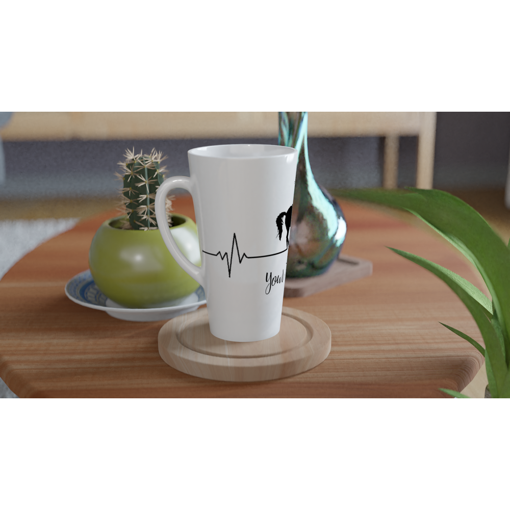 Hand Drawn Horse || Latte 17oz Ceramic Mug - Design: "Heartbeat"; Static Design; Personalizable Text