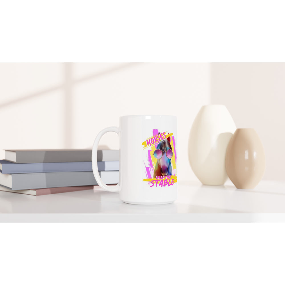 Hand Drawn Horse || 15oz Ceramic Mug - Design: "Stable"; Static Design; Personalizable Text