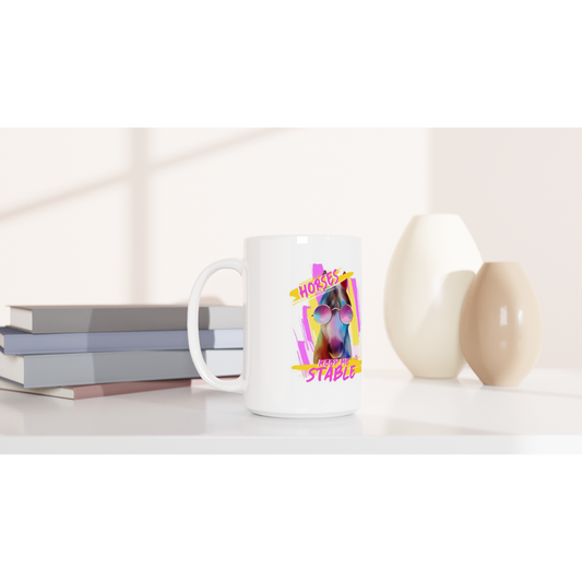 Hand Drawn Horse || 15oz Ceramic Mug - Design: "Stable"; Static Design; Personalizable Text