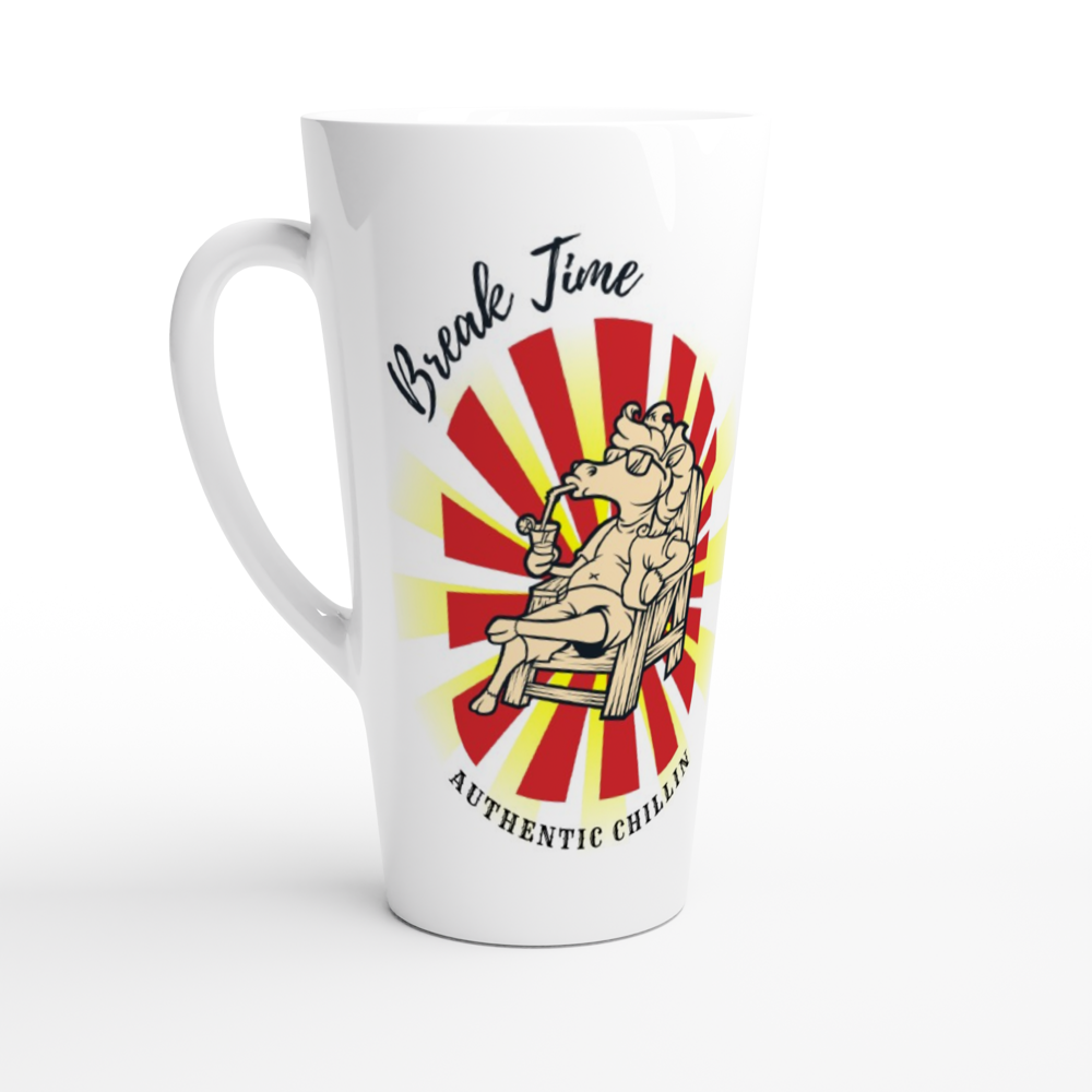 Hand Drawn Horse - Latte 17oz Ceramic Mug - Design: "Breaktime"