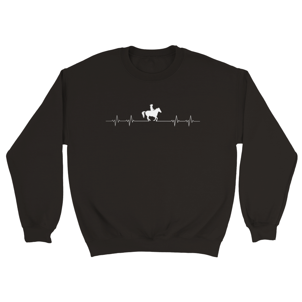 Hand Drawn Horse || Unisex Crewneck Sweatshirt - Design: "HEARTBEAT"; Static Design; Personalizable Back Text