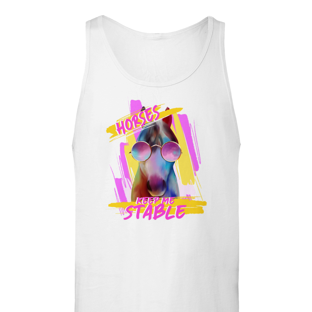 Hand Drawn Horse || Unisex Tank Top - Design: "STABLE"; Static Design; Personalizable Back Text