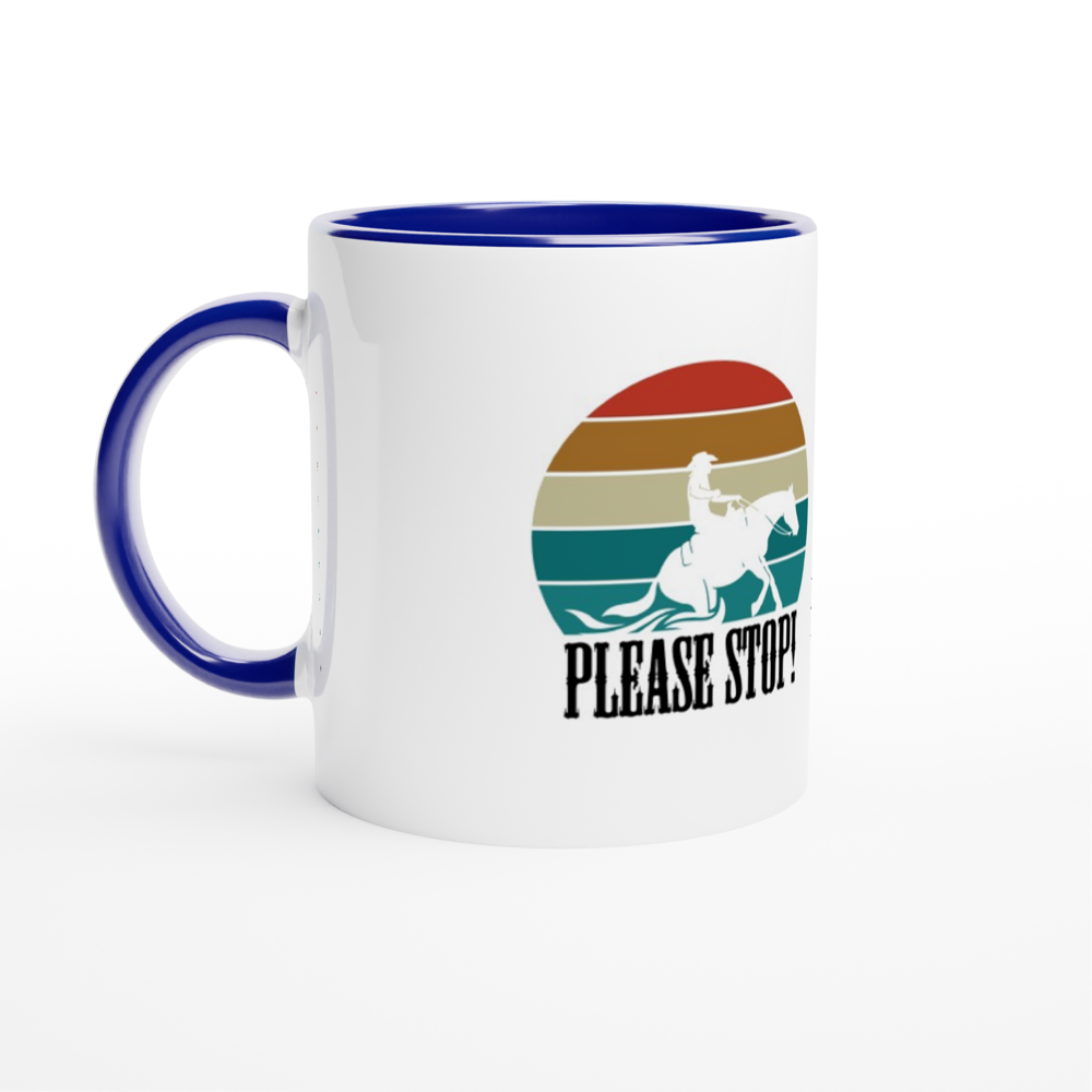 Hand Drawn Horse || 11 oz. Ceramic Mug with Color - Design: "Stop!"; Static Design; Personalizable Text
